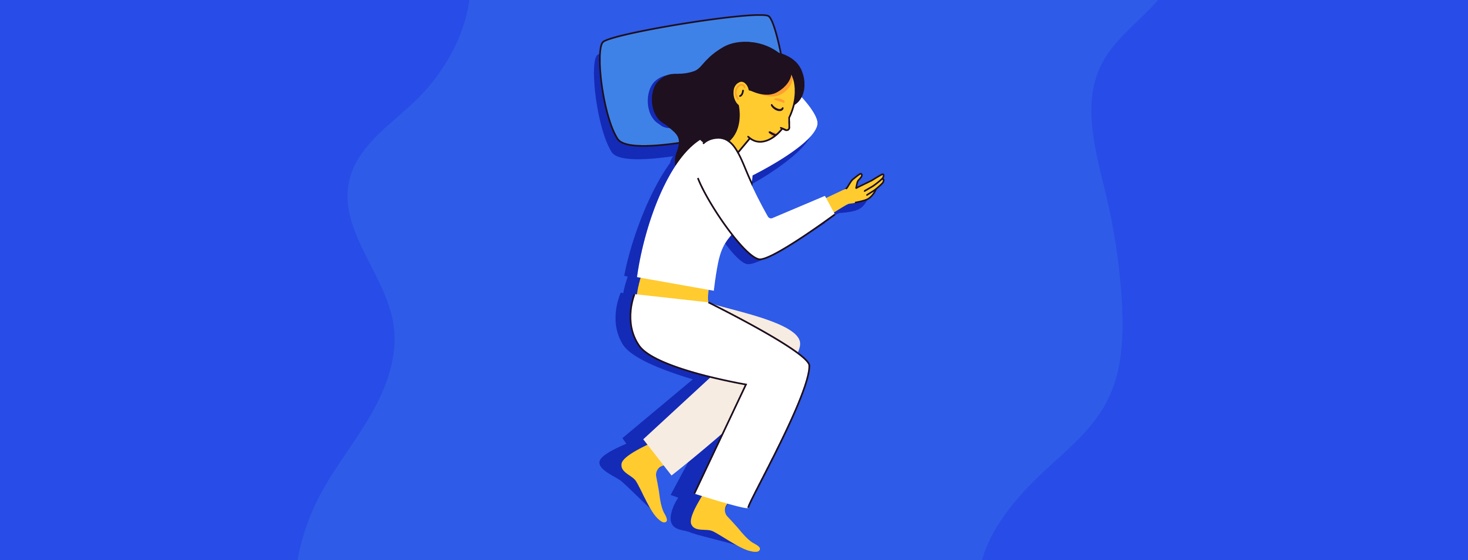 Woman sleeping on her side with a neutral relaxed expression