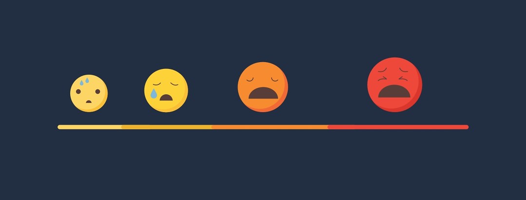 A pain scale with increasingly sad/pained faces