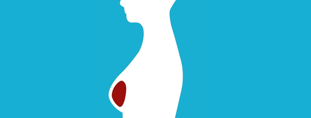Silhouette of a woman with breast area highlighted in red