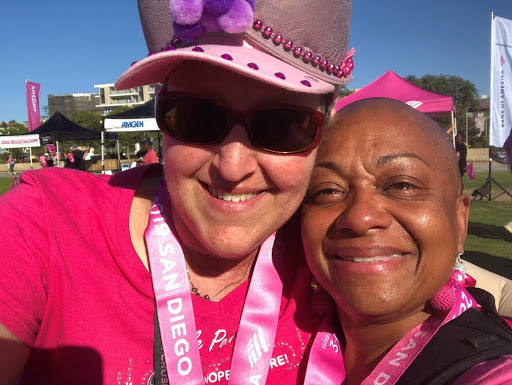 2 friends at a breast cancer event in san diego