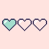 Three hearts next to each other, two are empty and one is full