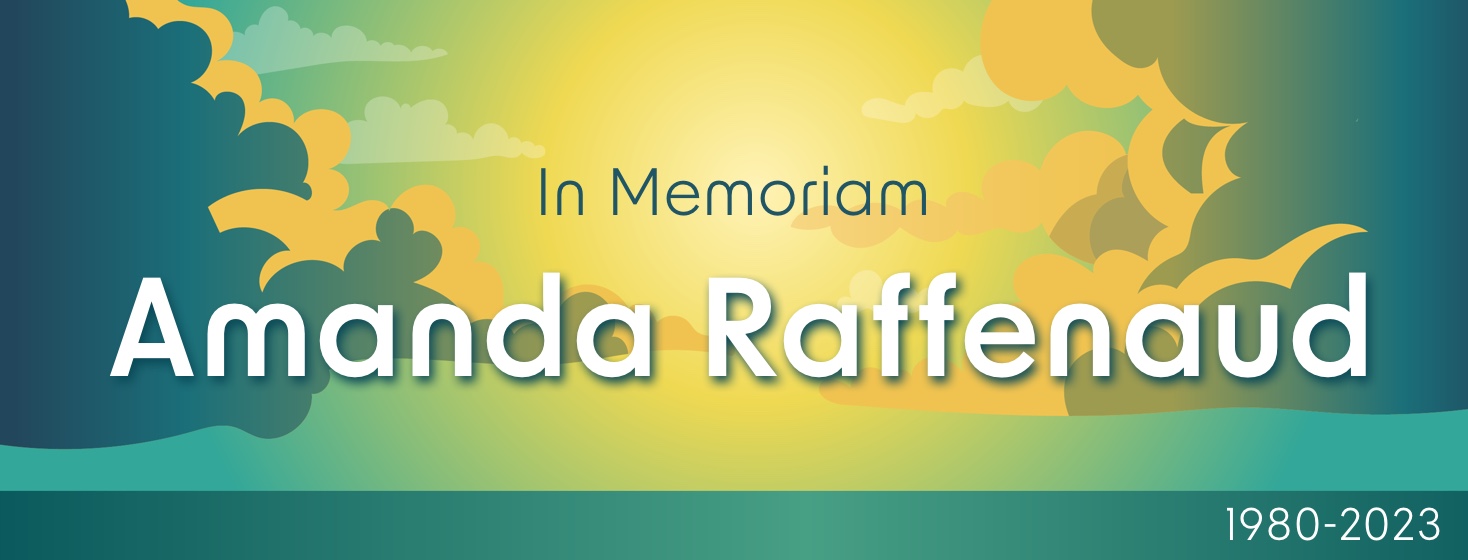 A sunset with the name Amanda Raffenaud In Memoriam, 1980 - 2023