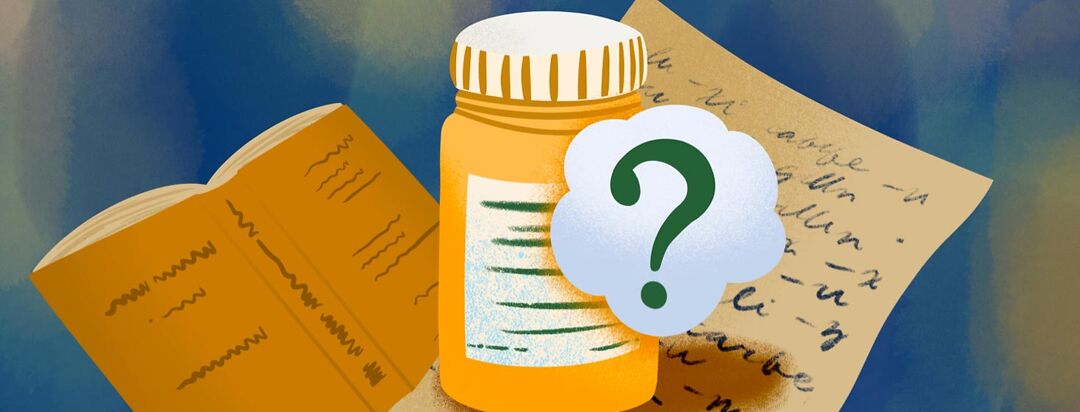 Drug medicine bottle name question mark label book etymology words process for naming academic papers